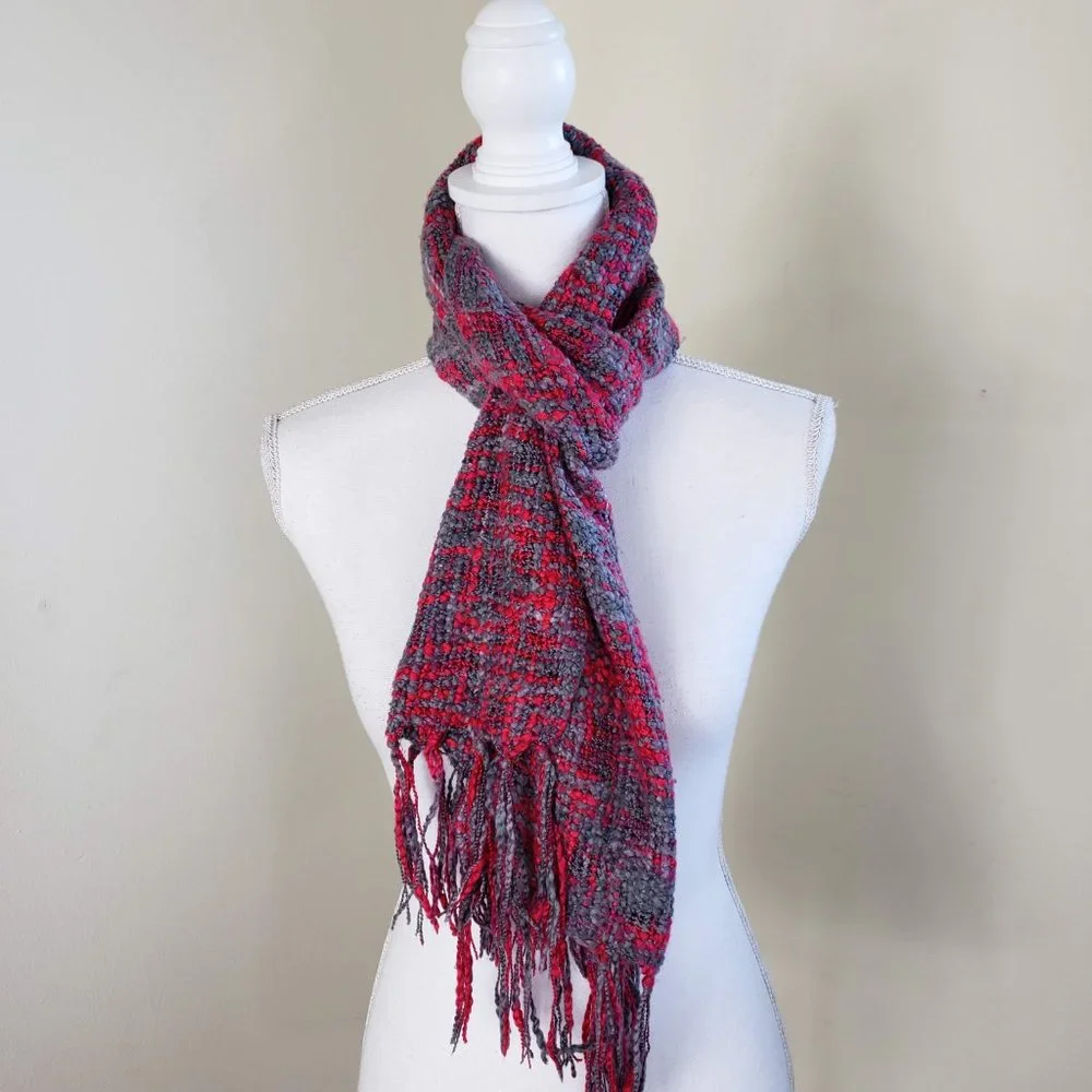 Confetti Knit Scarf -Red/Grey One Size Fits All